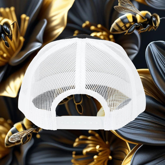 Bee-Inspired Snapback Trucker Cap, Summer Hat, Gift for Nature Lovers, Casual Wear, Outdoor Activities, Unique Accessories